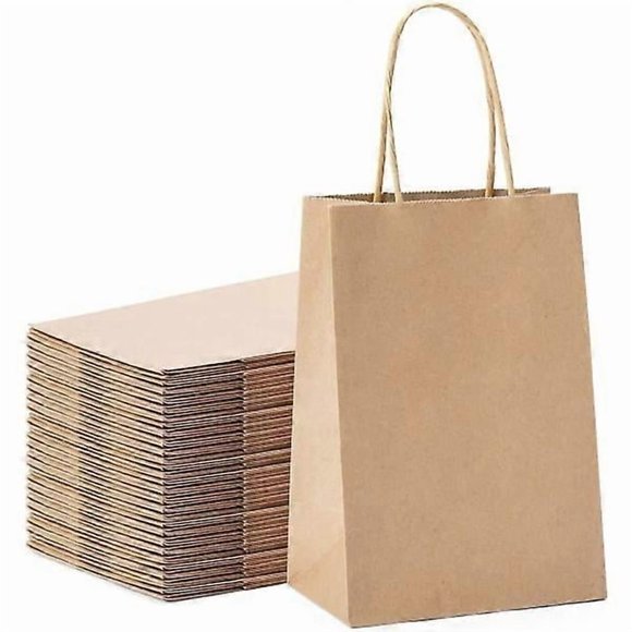 50 Pcs Party Bags Kraft Gift Bag 20.3X 11X 27cm Brown Shopping Paper Bag with Twisted Handles for Party Gift