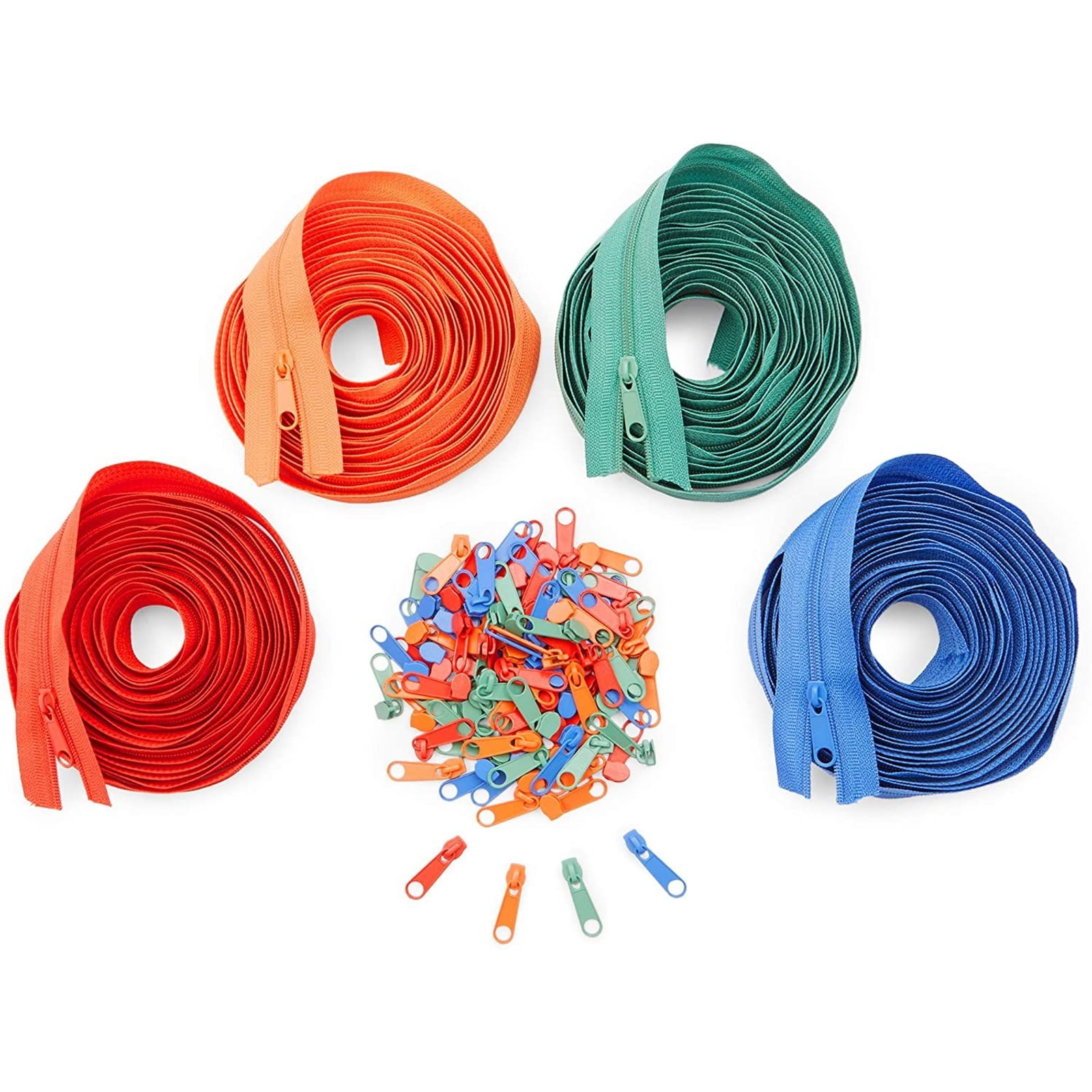 120 Pcs #3 Coil Zipper Set Sliders Repair Kit Replacement Sewing, 5 Yards, 4 Colors