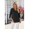 thumbnail image 2 of Anbech Women's 3/4 Sleeve Chiffon Blouse Shirt 2024 Trendy V-Neck Flowy Elegant Business Casual Tshirt, 2 of 7