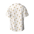 thumbnail image 4 of Balery Gold Snowflake Stripes Men's Casual Button Down Shirt Short Sleeve Textured Summer Cuban Beach Shirts-XX-Large, 4 of 7