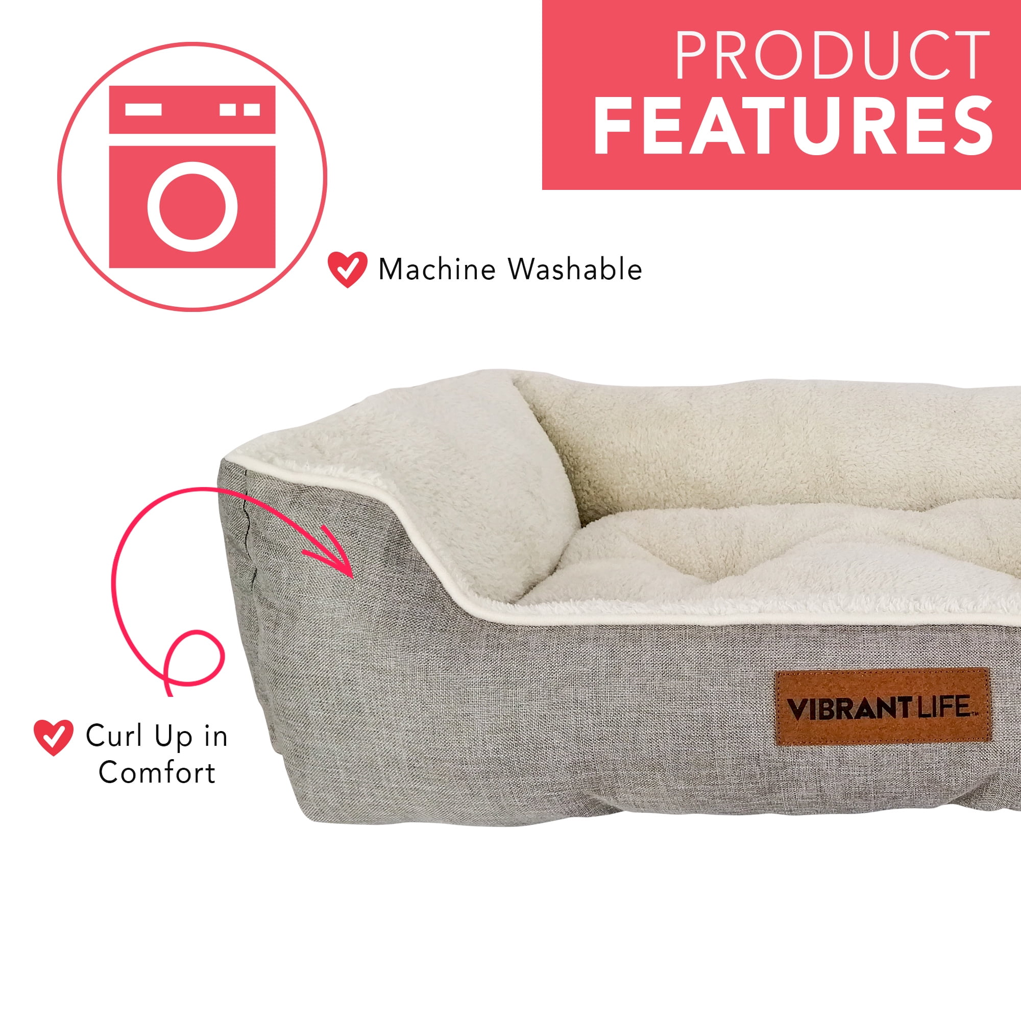Vibrant Life Urban Lounger Pet Bed, Medium, Beige