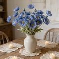 thumbnail image 6 of Blue Artificial Flower Stem 4 Heads Lifelike Silk Poppy For Wedding Home Party Table Centerpiece Bouquet 22.8 Inch, 6 of 6