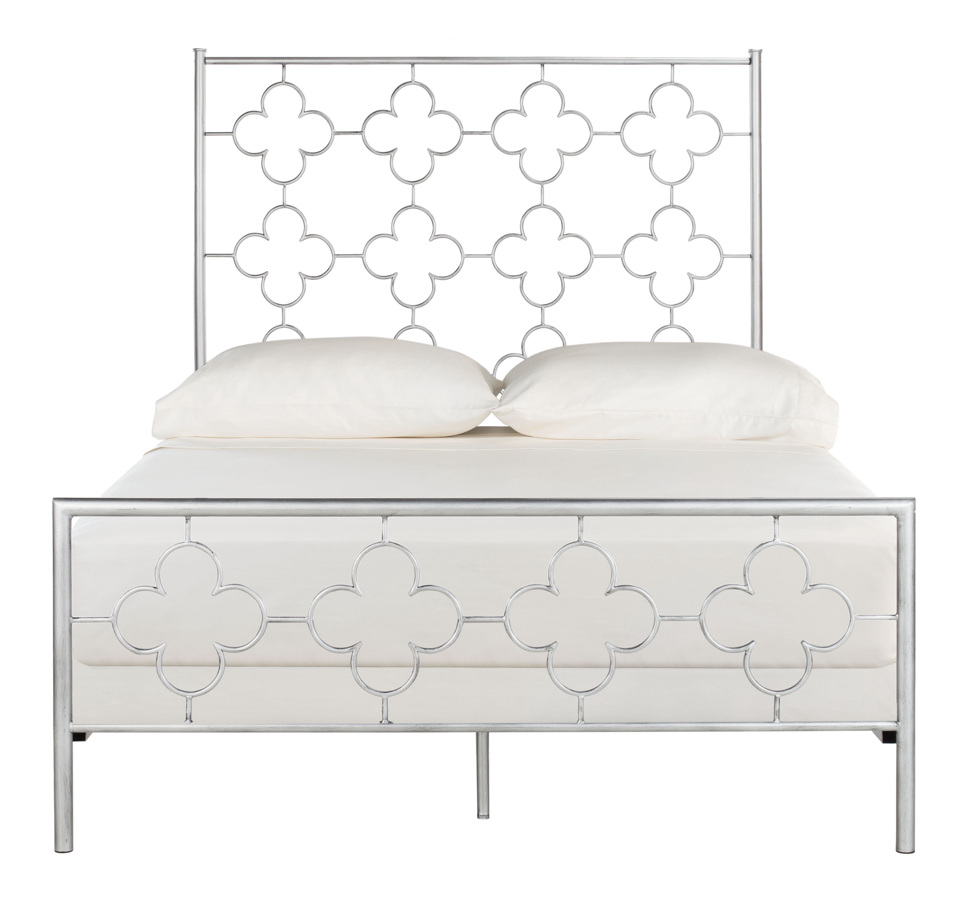 SAFAVIEH Morris Geometric Glam Lattice Metal Headboard, Queen, Antique Silver