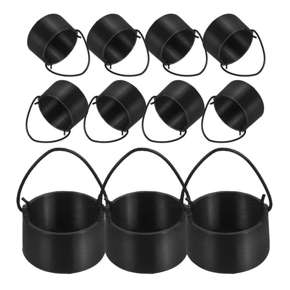 OFFIGAM 20pcs Black Cauldron Mini Plastic Buckets for Party Decor Dollhouse Miniatures Storage