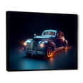 thumbnail image 2 of Designart "Indigo Vintage Car With Neon Light Strips" Car Vintage Floater Framed Canvas Art Print, 2 of 5