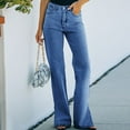 thumbnail image 3 of Ruiatoo Relaxed Fit Jeans for Women Mid Rise Straight Leg Causal Bootcut Jean Deep Blue M, 3 of 4
