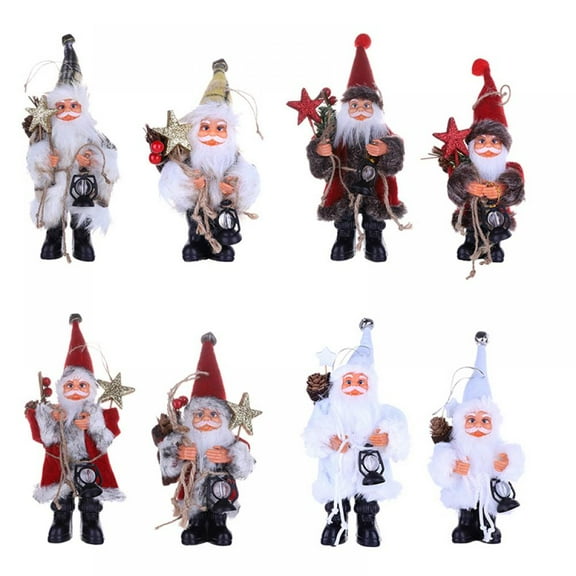 Luxury Santa Claus Figurines, Christmas Tradition Standing Santa Claus Doll Statue with Glasses, Santa with Mistletoe Bag, Figurine for Home Office Decoration