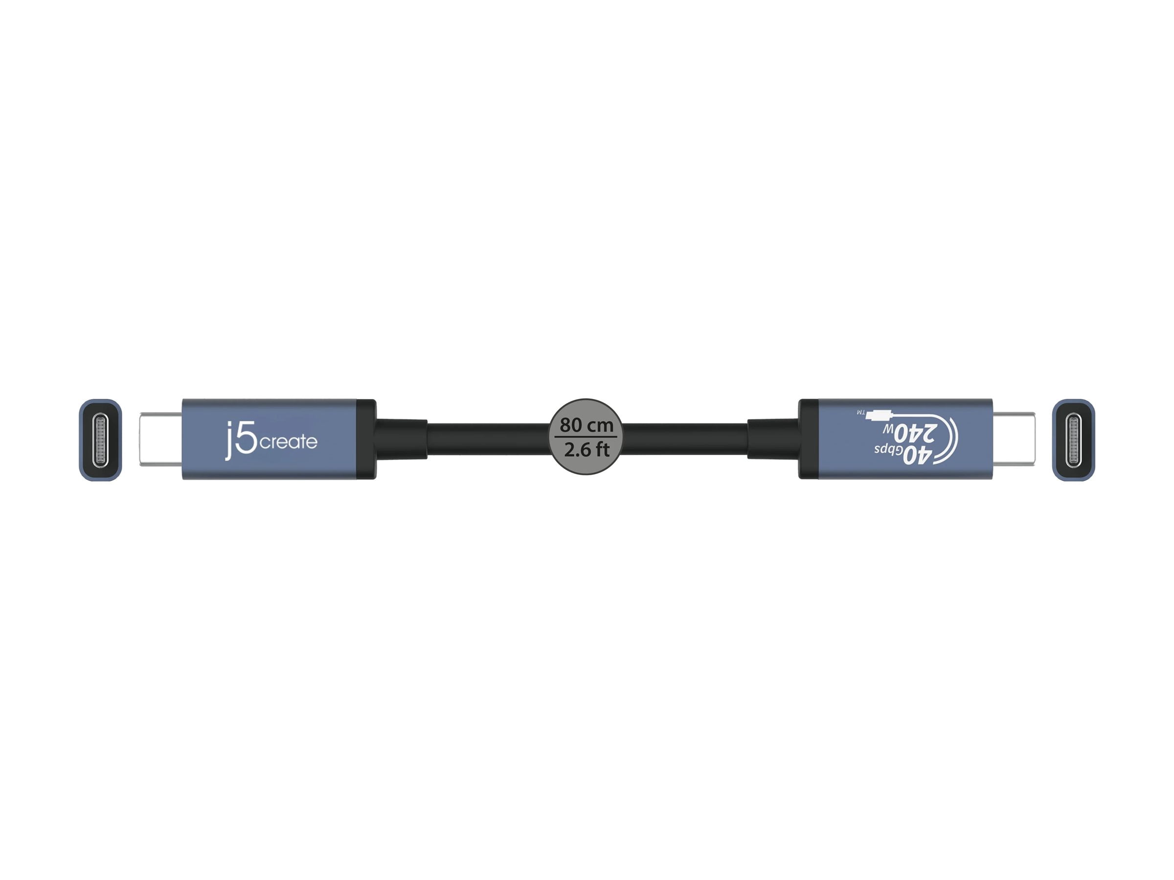 j5create USB 40Gbps 240W USB Type-C Cable, JUC29L08