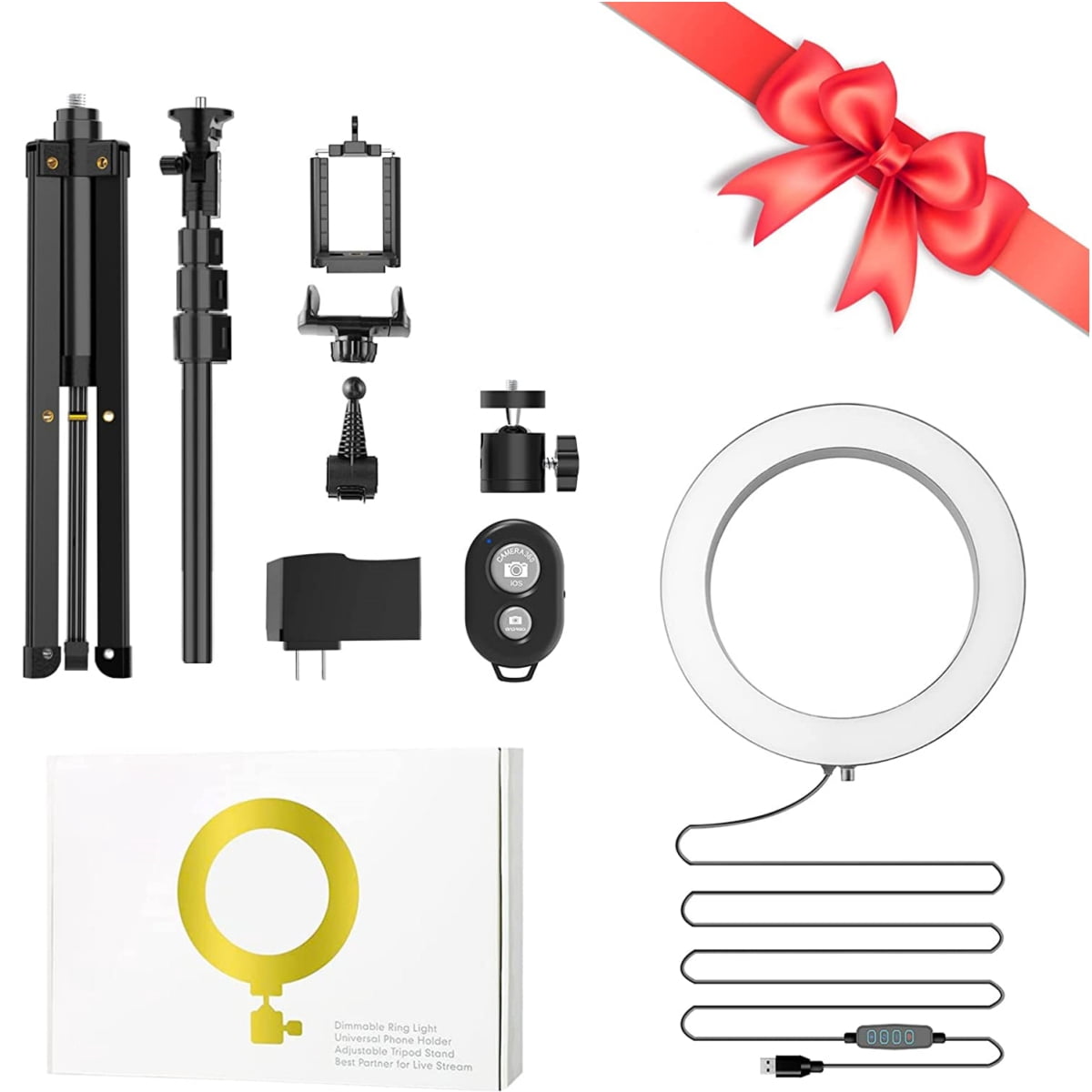 iMucci 9" LED Ring Light with Stand and Phone Holder, 50" Extendable Tripod with Remote, Selfie Halo Light for Live Streaming/Makeup/Vlogging/Photography, Compatible with Phones and Cameras