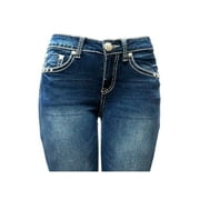 Jack David Rhinestone Studs Dark Wash Denim Flap Pocket Bootcut Jeans