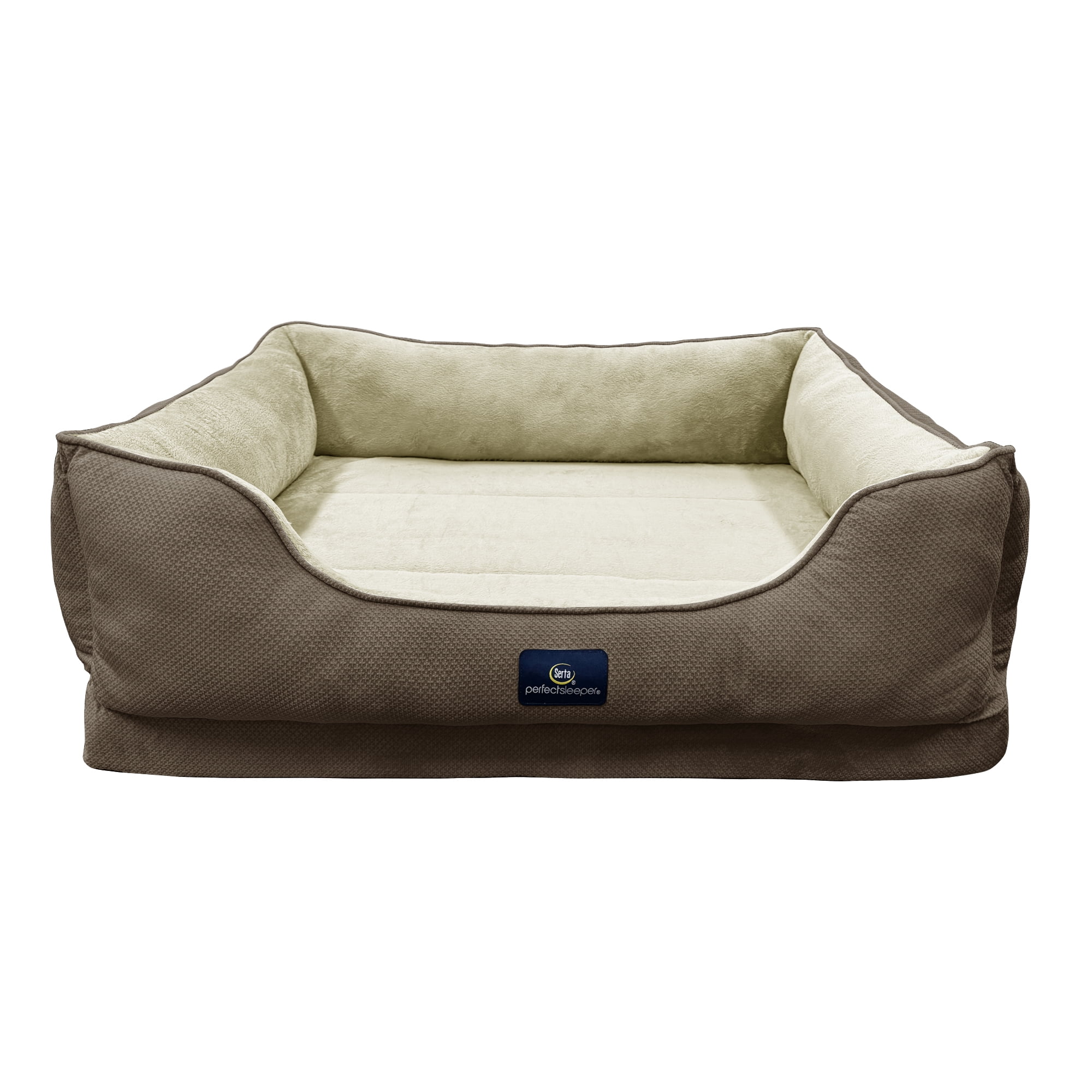 Serta Cuddler Bolster Cat & Dog Bed, Mocha, Large