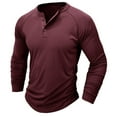 thumbnail image 4 of Taowp Henley Long Sleeve Buttons V Neck Cotton Workout Henley Mens Shirts Long Sleeve ,Size M, 4 of 5
