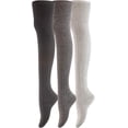 thumbnail image 2 of Lovely Annie Women's 3 Pairs Fashion Thigh High Cotton Socks J1025 Size 6-9(Assorted), 2 of 9