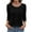 Black #004, variant on 3/4 Length Sleeve Womens Tops Casual Crewneck Spring Summer Pleated Tunic Tops Beach Vacation T Shirts Pink 3XL