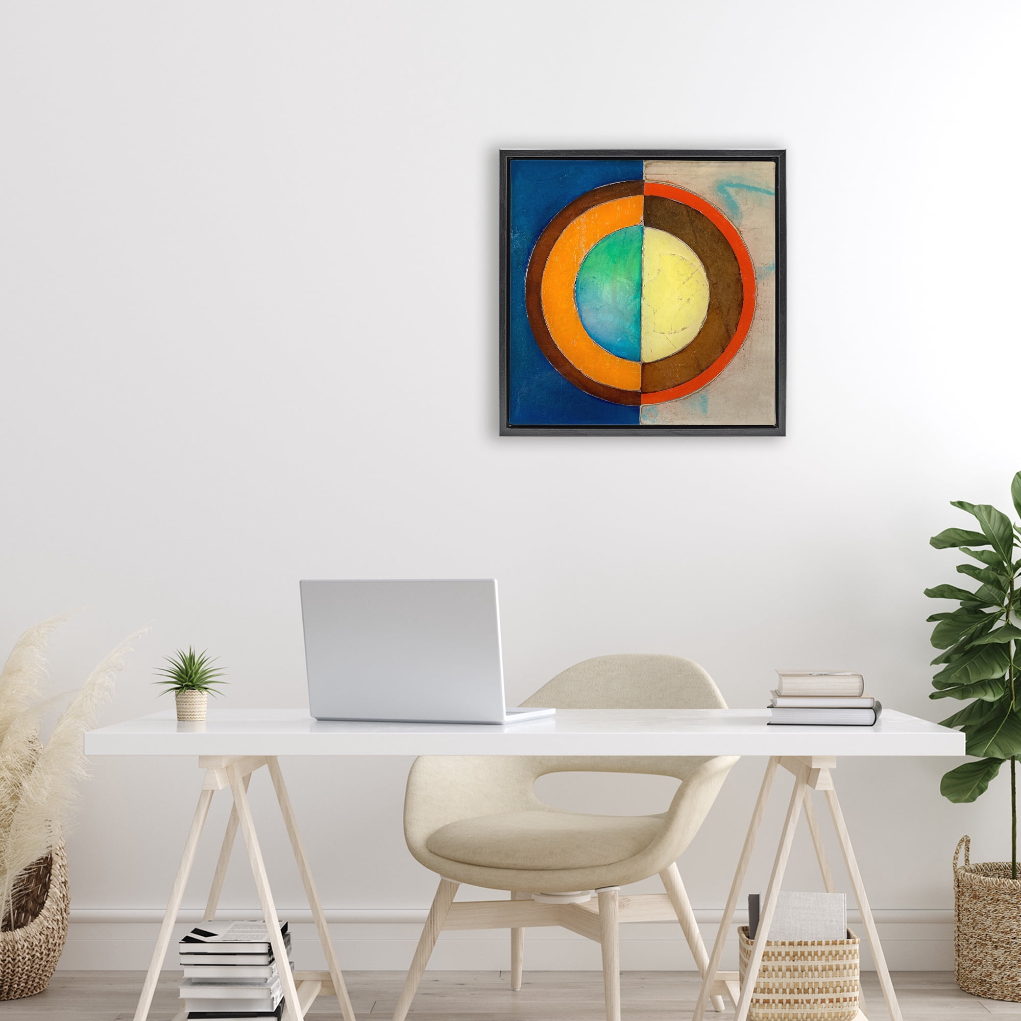 Stupell Industries Bright Vertical Circle Symmetry Black Framed Floater Canvas Wall Art, design by Matthew Finger