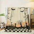 thumbnail image 2 of 1pc Gothic Halloween Graveyard Throw Blanket - Spooky Cemetery Scene with Bats, Tombstones - Soft Flannel All-Season Couch, Bed, Camping, Office Decor - Lightweight Indoor/Outdoor Blanket for Hallowe, 2 of 8