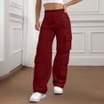 thumbnail image 2 of QHFBli Womens Parachute Pants Wide Leg Cargo Pants Street Trousers with Pockets, 2 of 8