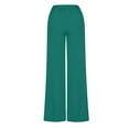 thumbnail image 4 of Aofany Women Stretch Pants Casual Work Lounge Pant Fashion Button Office High Waist Straight Wide Leg Trouser, 4 of 6