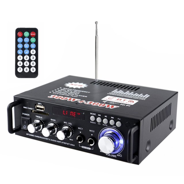 Amplificador Estéreo Digital HIFI Inicio Audio Potencia Compatible Con Diente Control Remoto 40wx2 para Altavoces Caseros Azules
