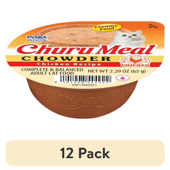 INABA Churu Meal Chowder Adult Wet Cat Food, 2.29 oz cup, Chicken Recipe