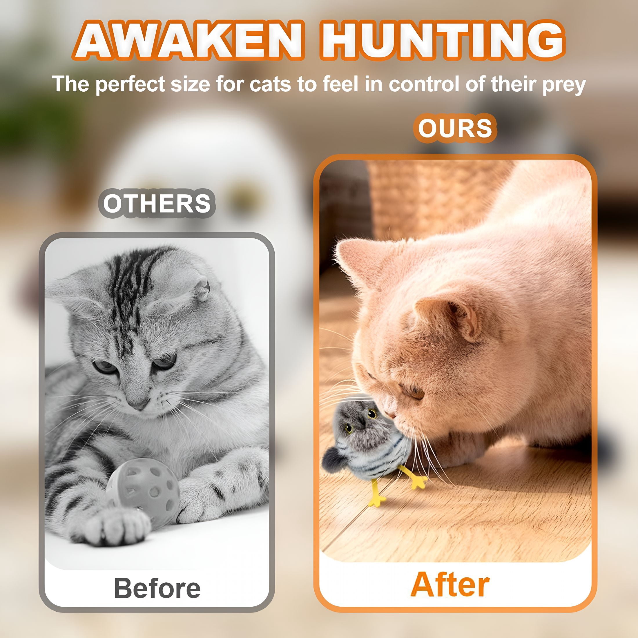 BESTSKY 2026 New Flapping Bird Cat Toy, Upgraded Interactive Flying Chirping Bird Toys, Rechargeable Cat Toy with Touch Activated for Indoor Cats (White-Breasted Tit,1Pc)