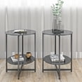 thumbnail image 2 of 2-piece set (Black) Tempered Glass End Table, Round Coffee Table for Bedroom Living Room Office 57593, 2 of 9