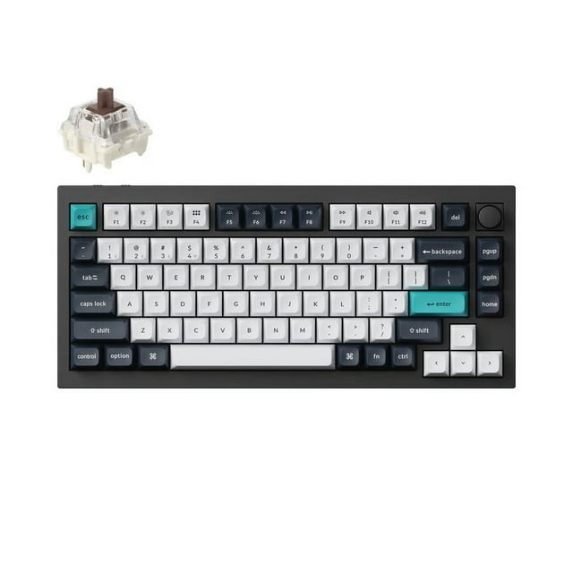 Keychron Q1 Max Hotswap Wireless Mechanical Keyboard - RGB - Aluminum Frame - Carbon Black - with Knob - Gateron Jupiter Brown - 75% Layout - Windows Mac OS (Q1M-M3)
