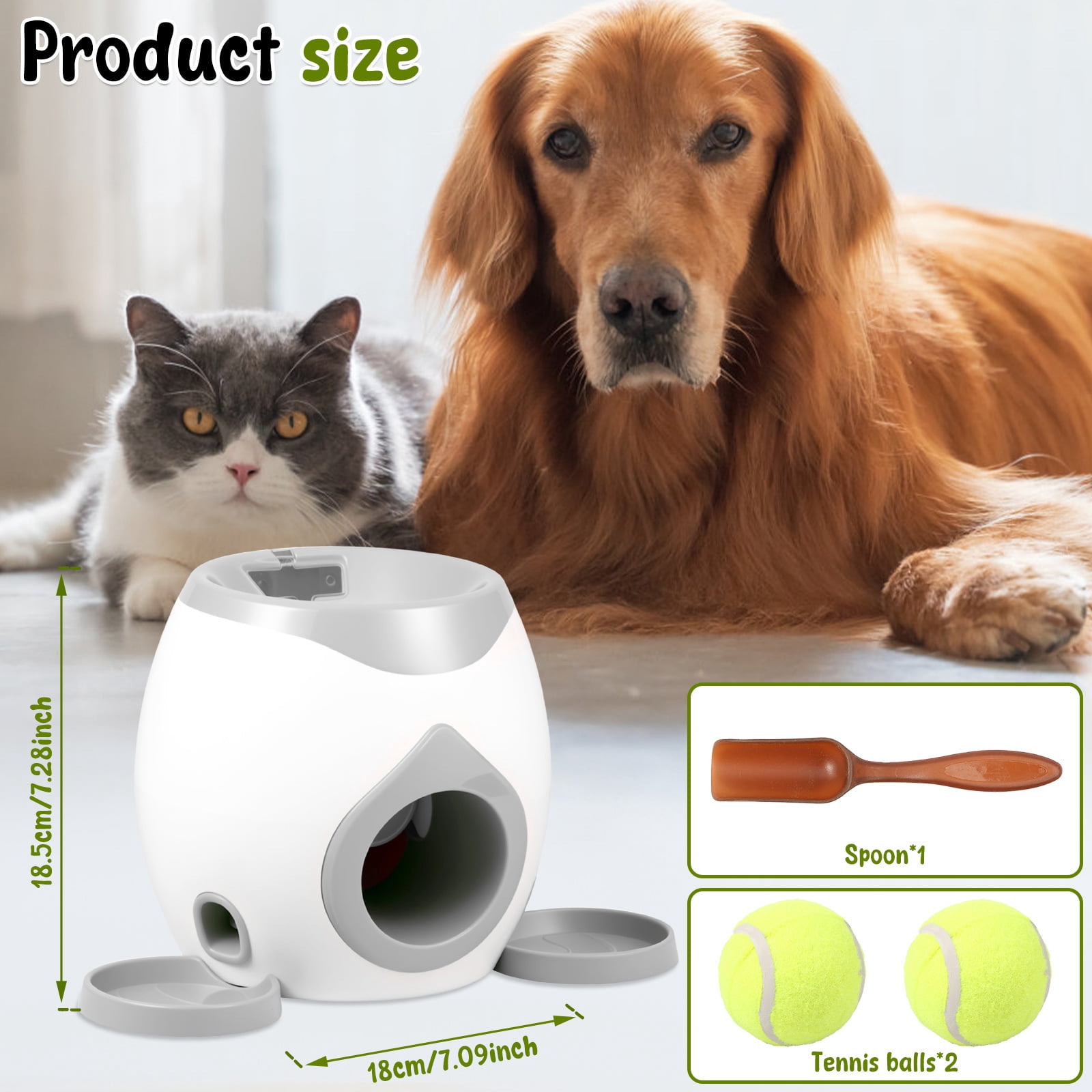 Dog Ball Launcher Interactive Puppy Ball Thrower Machine with Automatic Treat Dispenser Fun Dog Training Toys for Indoor Outdoor