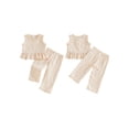 thumbnail image 6 of Loicainy Toddler Baby Girl Summer Clothes 6 12 18 24 Months 2T 3T 4T Cute Plaid Button Down Ruffle Tank Tops with Pants 2Pcs Outfits Set, 6 of 9