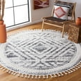 thumbnail image 2 of SAFAVIEH Moroccan Tassel Nessa Diamond Shag Area Rug, Ivory/Grey, 6'7" x 6'7" Round, 2 of 8