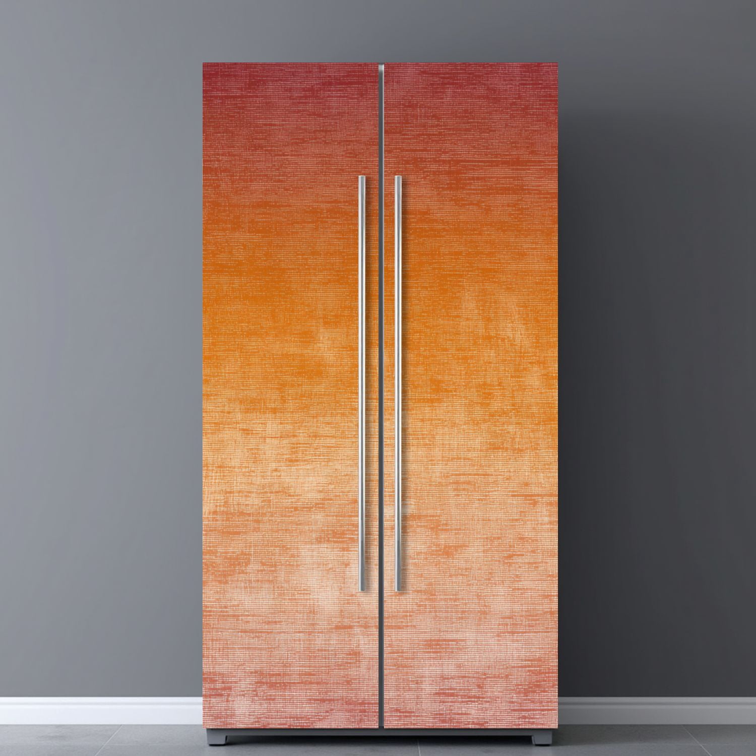 Self Adhesive Vinyl Refrigerator Wrap Set Autumn Grunge Gradient Ombre Orange Red Yellow Abstract Door Mural Removable Fridge Sticker Peel and Stick&nbsp;Full Door Cover Decal Kitchen Bar Decor