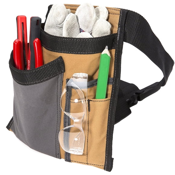 5-pocket Single Side Tool Belt Pouch/work Apron, Durable Canvas Construction, Adjustable Belt For Custom Fit