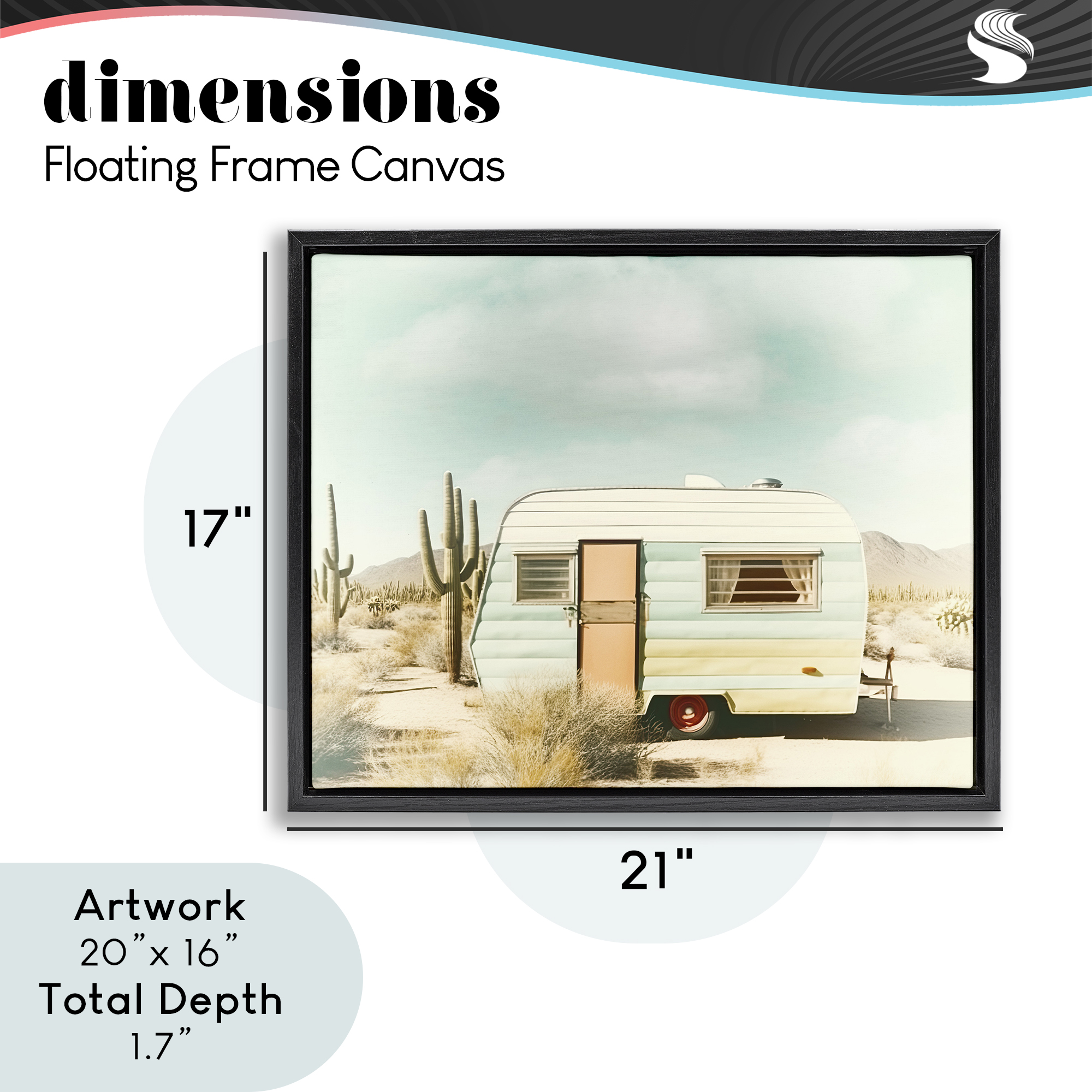 Desert Trip Vintage Black Framed Floater Canvas Wall Art, design by Decent Exposures