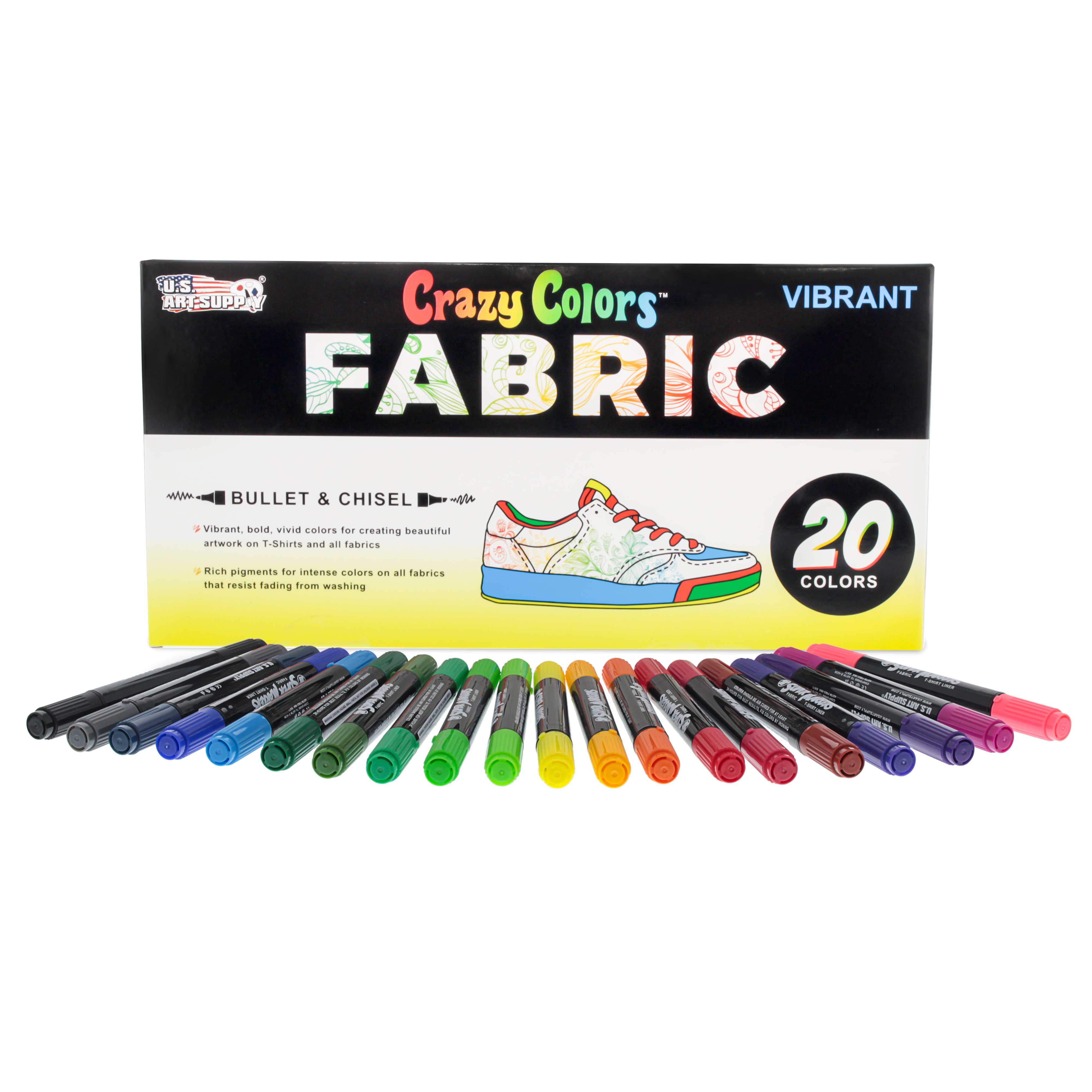 Zenacolor 20 Fabric Markers with Dual Tip - Unique Colors for Fabric  Markers for Clothes - Fine Point Tips and Chisel Point Fabric Paint Markers  for