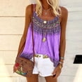 thumbnail image 3 of Camiseta sin mangas con cuello redondo y tirantes finos para mujer, camiseta sin mangas con estampado informal holgada de verano para trabajo de oficina, color morado XL, 3 of 5