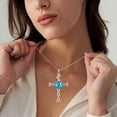 thumbnail image 6 of Juwaliy 925 Sterling Silver Plated Celtic Cross Necklace for Women,March Birthstone Rose Flower Pendant Irish Jewelry Christmas Valentines Birthday Gift for Mother/Wife/Daughter, 6 of 10