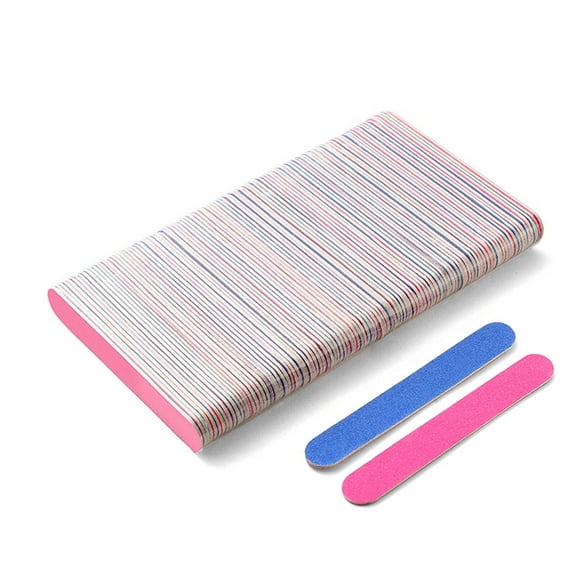 FACEGA 100 Pcs Nail File,Eco-Friendly Wood with Coarse and Fine Grits Nail Supplies,1.2mm Thickness for Convenient Travel Emery Boards for Nails,Red&Blue
