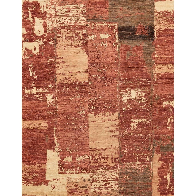 Ahgly Company Tapis Rectangulaire d'Intérieur Patchwork Abstrait Rouge, 2 Pieds x 5 Pieds