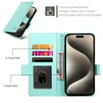 thumbnail image 3 of Allytechgroup for Apple iPhone 16 Pro Max Case Wallet, Retro PU Leather Slim Fit Business Style Magnetic Closure Cards Slots RFID Blocking Phone Case for Women Men, Mint, 3 of 6