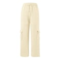 thumbnail image 6 of Women Casual Cargo Sweatpants High Waisted Drawstring Straight Leg Hiking Trousers With Functional Pockets For Everyday Wear Comfortable Sweatpants for Women Relaxed Fit Pant, 6 of 8