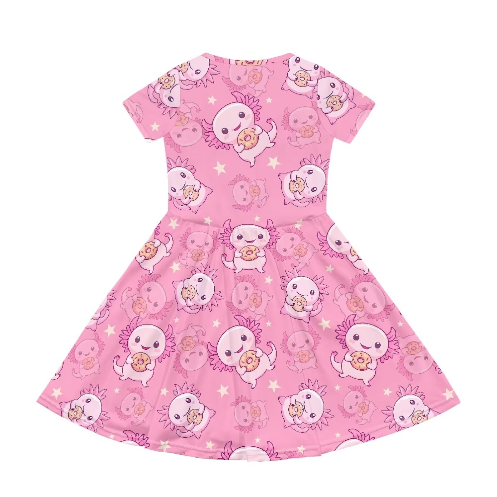Uourmeti Girls Axolotl Short Sleeve Dress Size 10-12 Summer Soft Crew Neck Midi Dresses Lightweight Loose Swing Dress with Pockets