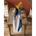 thumbnail image 5 of Multicolored Blue Table Runner-Cotton Linen- 60 Inch Holiday Dresser Scarves, White Geometric Abstract Ocean Seawave Tablerunner for Kitchen Coffee/Dining Bedroom Living Room Dinner Scarf Décor 13x60, 5 of 9