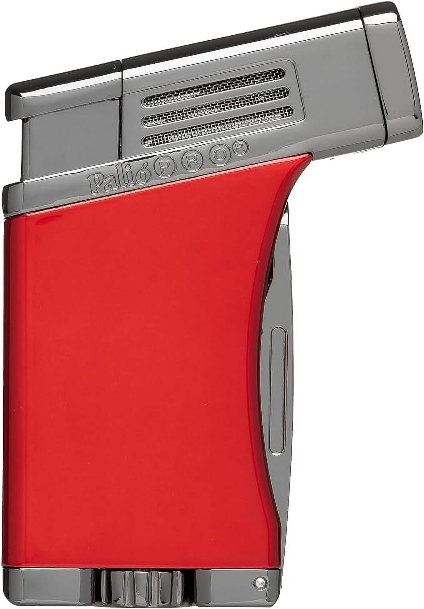 PALIO® Pro Line, Scorpius Jet Torch Cigar, Angled, Single-Jet Torch Lighter with a Fold -Out 7.5mm Punch Cutter, Red