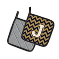 thumbnail image 2 of Letter J Chevron Navy Blue and Gold Pair of Pot Holders, 2 of 2