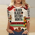 thumbnail image 5 of Blouses for Women Dressy Casual Plus Size,Black History Month African T-Shirt for Women Pride Celebration Shirt Blouse 3/4 Sleeve Crewneck Tshirt Tops, 5 of 9