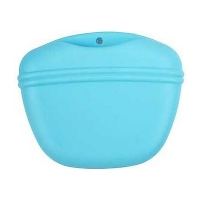 tredstone Silicone Pet Snack Bag Portable Washable Replacement Refillable Training Playing Feeding Pouch Pack with Back Clip Blue