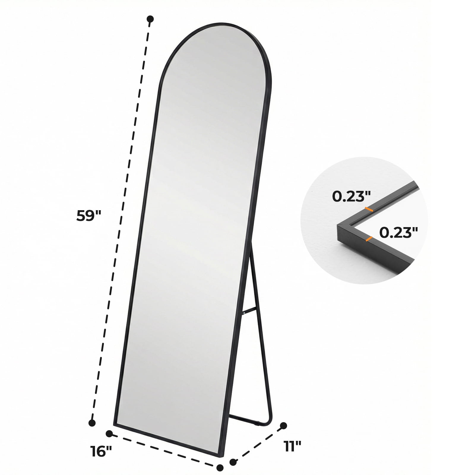 Alvantor 59"/64"/71" Full Length Mirror Floor Standing, Anti-Rust Aluminum Frame, Arch/Rectangle, Black/Gold