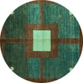 thumbnail image 1 of Ahgly Company Indoor Round Abstract Turquoise Blue Modern Area Rugs, 4' Round, 1 of 4