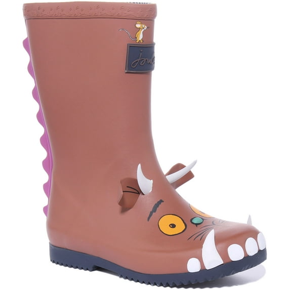 Joules JNR Roll Up Junior's Gruffalo Print Wellington Boots In Brown Size 13