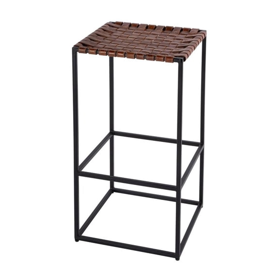 Beaumont Lane Mid-Century 30" Seat Height Leather Bar Stool in Brown